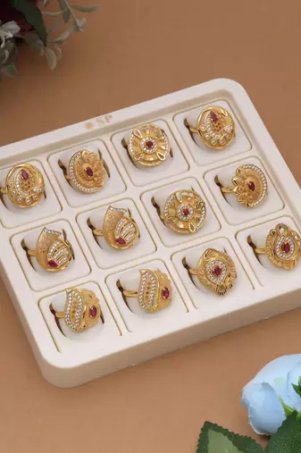 Gold color assorted design fashion rings combo of 12 pieces