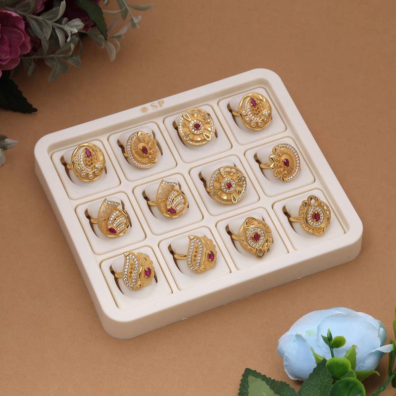 Gold color assorted design fashion rings combo of 12 pieces