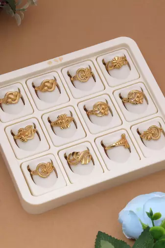 Gold color assorted design fashion rings combo of 12 pieces