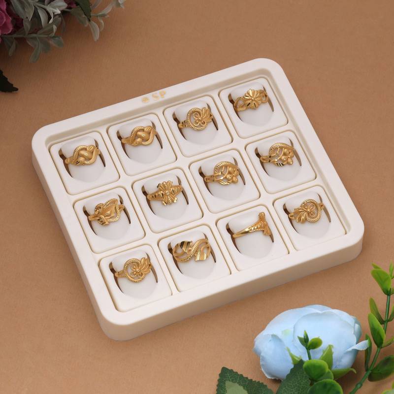 Gold color assorted design fashion rings combo of 12 pieces