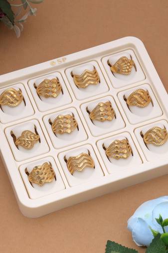 Gold color assorted design fashion rings combo of 12 pieces