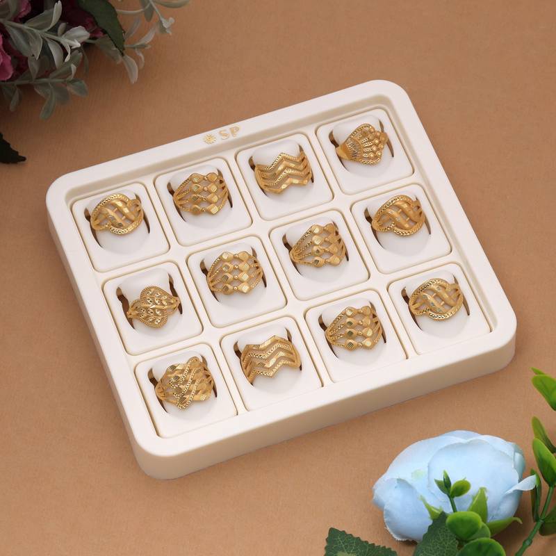 Gold color assorted design fashion rings combo of 12 pieces