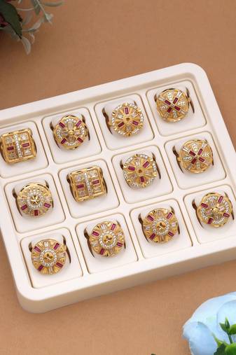 Rani color assorted design fashion rings combo of 12 pieces
