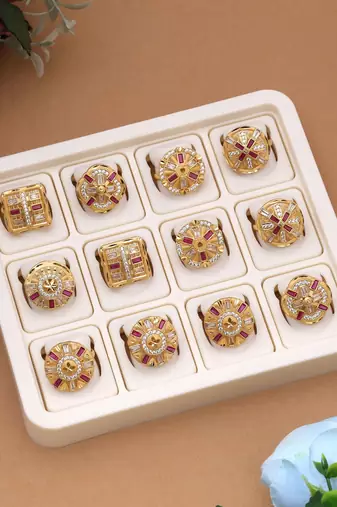 Rani color assorted design fashion rings combo of 12 pieces