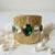 Gold plated green crystal cz ad stone fancy western cuff bracelet bangle