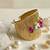 Gold plated hot rani pink crystal cz ad stone fancy western cuff bracelet bangle