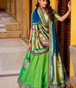 Royal Paithani Soft Silk Lehenga Choli with Zari Weaving Sequins & Thread Embroidery and batua