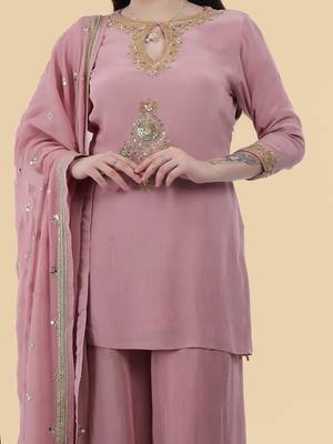 onion pink crepe kurta sharara set 2