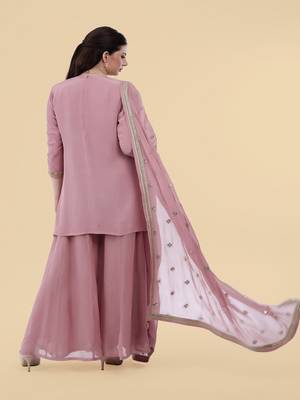 onion pink crepe kurta sharara set 4