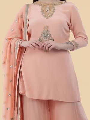 peach crepe kurta sharara set 2