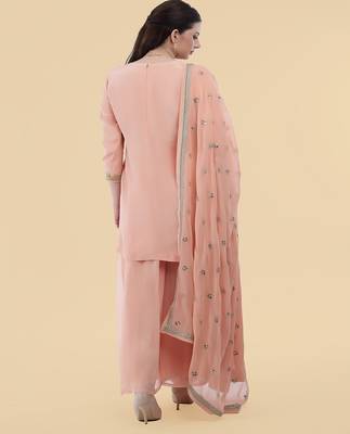 peach crepe kurta sharara set 4