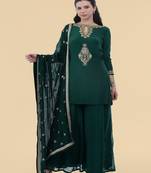 dark green crepe kurta sharara set