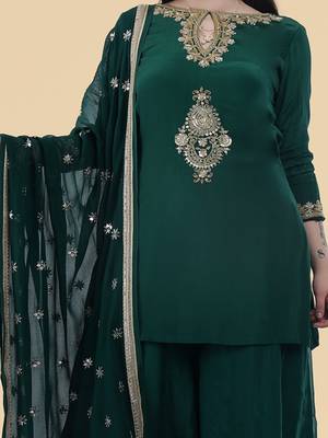dark green crepe kurta sharara set 2