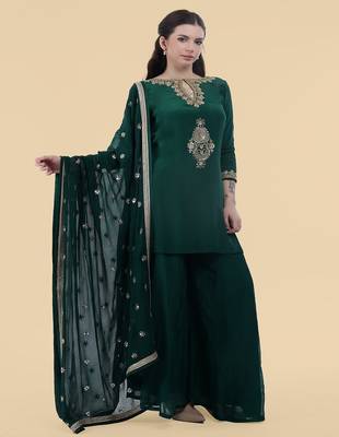 dark green crepe kurta sharara set 3