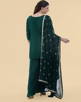dark green crepe kurta sharara set 4