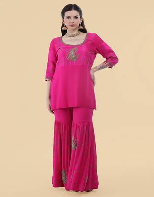 lavender crepe tissue kurta set 3