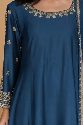 persian blue katan silk kurta set