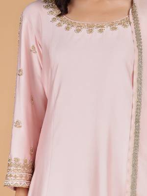 light pink katan silk kurta set 3