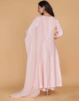 light pink katan silk kurta set 4