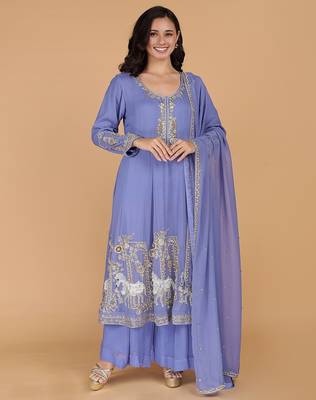 purple georgette kurta set 1