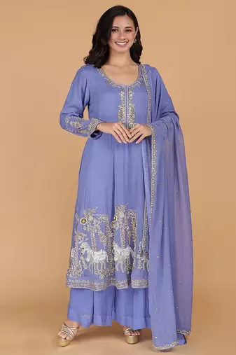 purple georgette kurta set