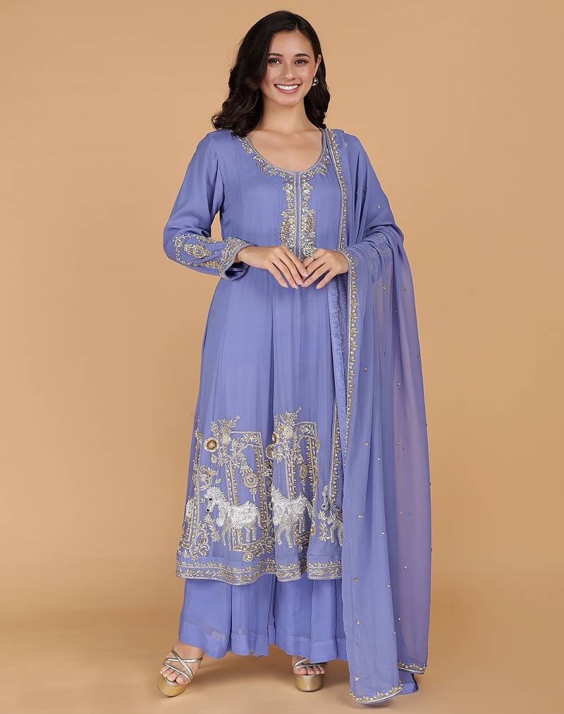 purple georgette kurta set