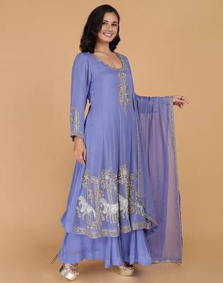 purple georgette kurta set 2