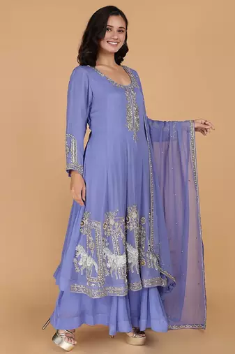 purple georgette kurta set