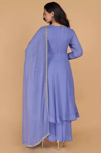 purple georgette kurta set