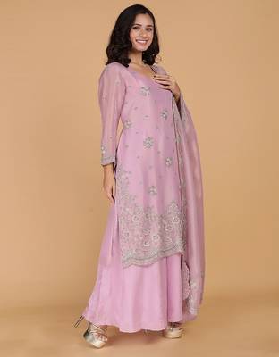 pink tissue kurta set 2