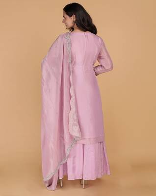 pink tissue kurta set 4
