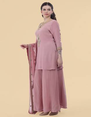 onion pink crepe kurta sharara set 5