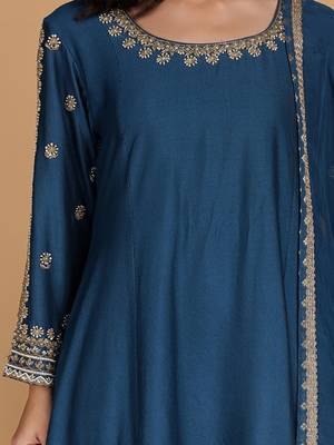 persian blue katan silk kurta set 5