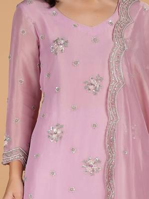 pink tissue kurta set 5
