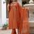 Orange elegant viscose mango silk embroidered kurti pant set with dupatta