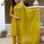 Yellow elegant viscose mango silk embroidered kurti pant set with dupatta