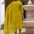 Yellow elegant viscose mango silk embroidered kurti pant set with dupatta