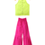 woven chanderi sleeveless solid top with printed palazzo-limegreen & pink