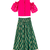 woven half  sleeves printed top with printed lehenga-pink & green