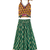 woven cotton sleeveless printed top with printed lehenga-mustard & green