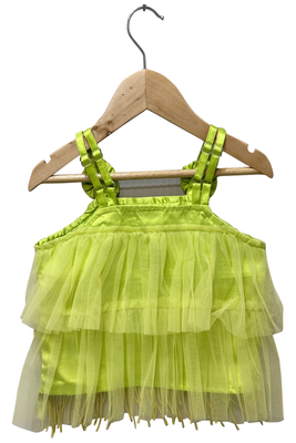 woven net sleeveless embroidered top with printed palazzo- limegreen 3