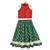 woven  sleeveless solid top with printed lehenga-red  & green