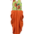 woven sleeveless printed jumpsuit-limegreen & orange