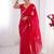 red fandy silk blend moti & val sequence designer saree