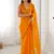 yellow fandy silk blend moti & val sequence designer saree
