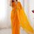 yellow fandy silk blend moti & val sequence designer saree