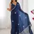 blue fandy silk blend moti & val sequence designer saree