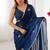 blue fandy silk blend moti & val sequence designer saree