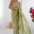 light green organza moti & val sequence  party wear saree