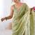 light green organza moti & val sequence  party wear saree